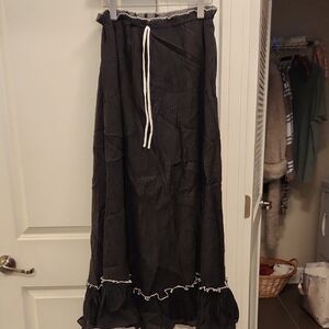 NWT 12th Tribe Black Maxi Skirt with White Trim